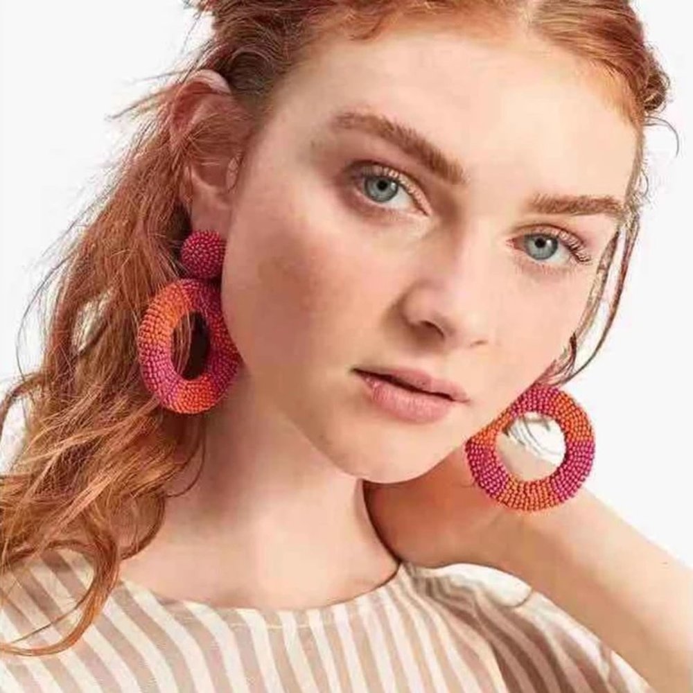 Felicity Pink & Mandarin Beaded Statement Earrings